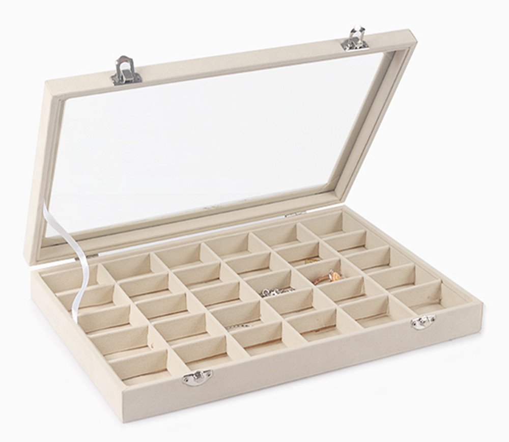 Amazon.co.jp: SPIEA 30区画 アクセサリーボックス ベルベット調