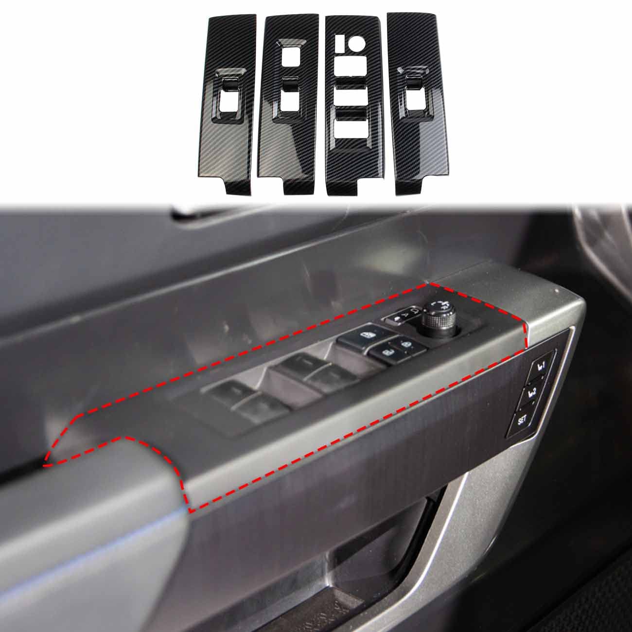Carbon Fiber Door Window Lift Switch Panel Cover Trim Accessories for Toyota Tundra 2022-2026 Sequoia 2023-2026