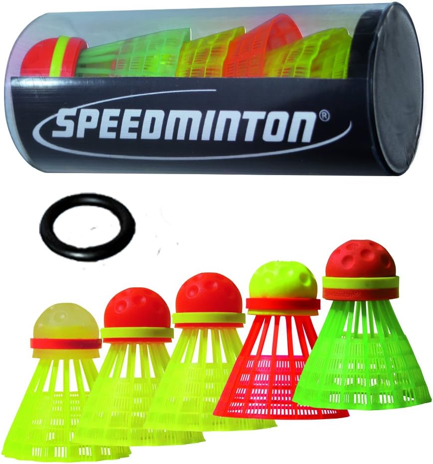 Speedminton Mix 5pk Speeder Tube - incl. 5 different Birdies for Speed ​​Badminton/Crossminton for Outdoor Games (SM03-100-5)