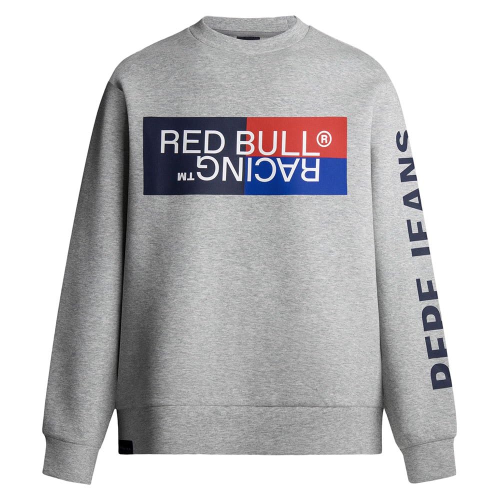 Red Bull Racing X Pepe Jeans Herren RBR Colour Block Graphic Crew Sweatshirt, Grey (Marl Grey),