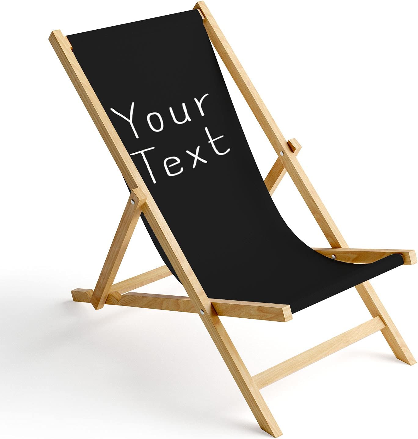 Ferocity Deck Chair Wooden Folding Sun Lounger Garden Beach Chair Design Your Text Black 1 [119]