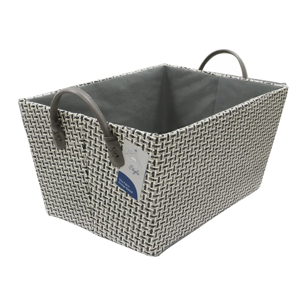Jvl Silva Rectangular Fabric Storage Box With HandlesGrey