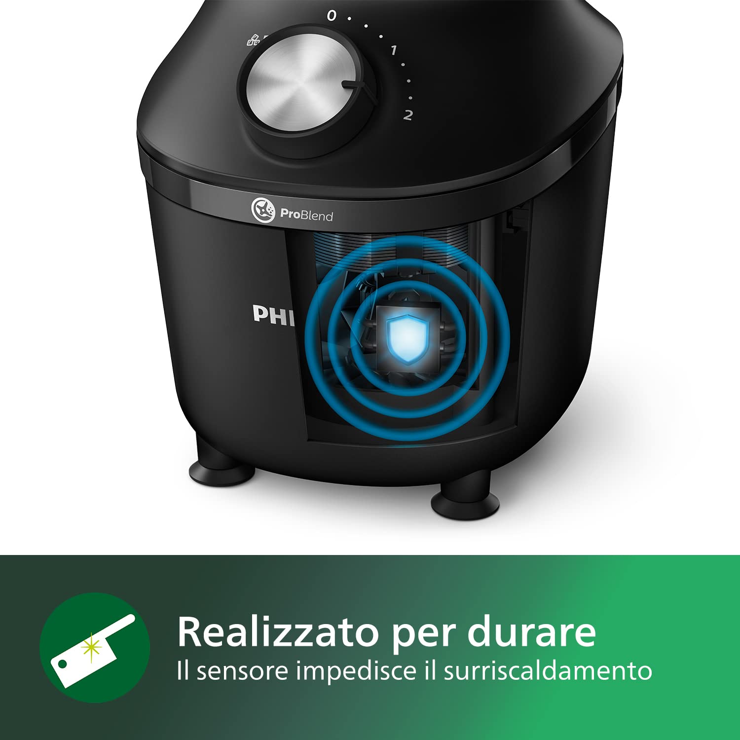 Philips Frullatore elettrico 3000, ProBlend, con borraccia, 600W, 2L, Nero