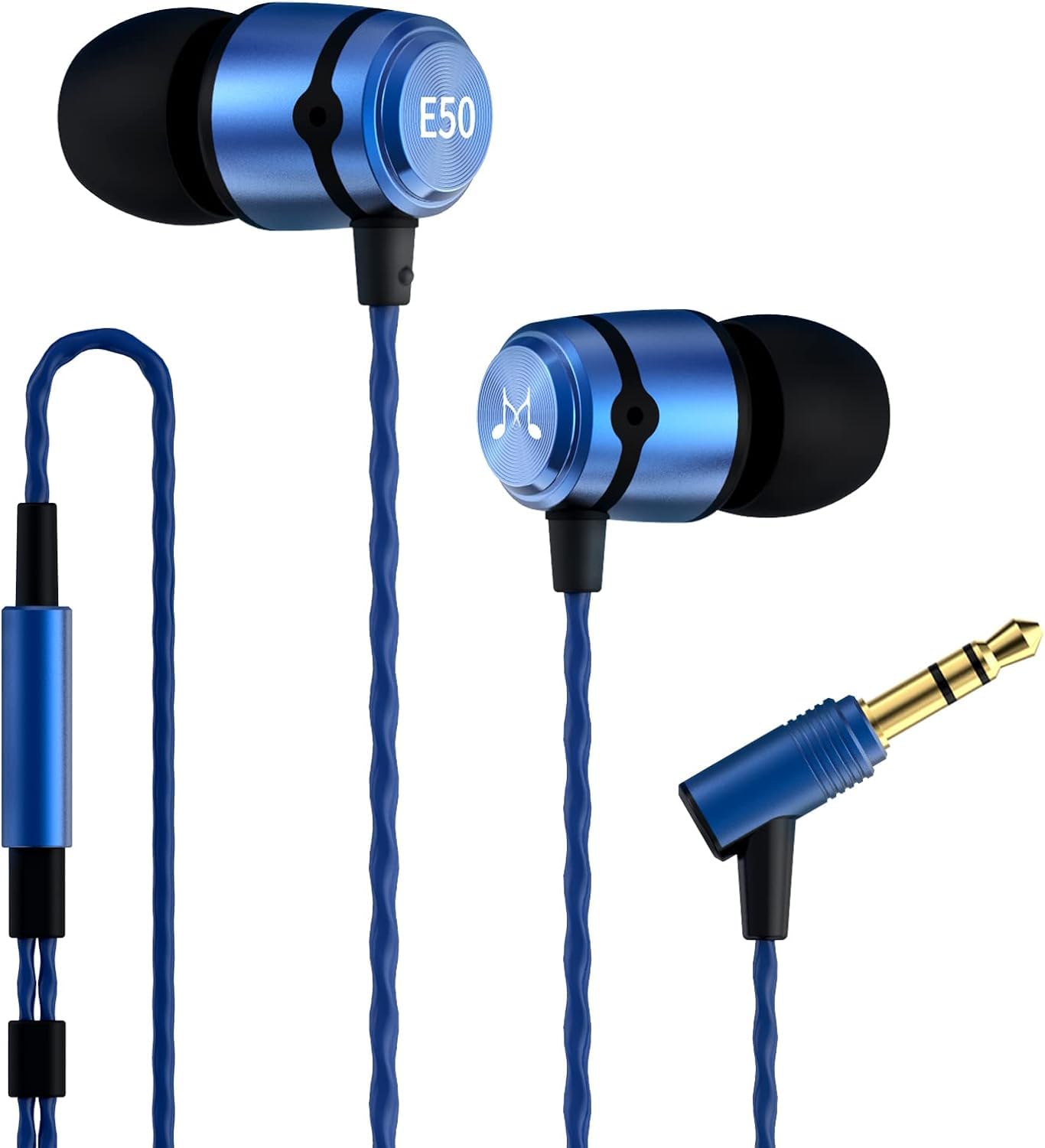 SoundmagicE50 In-Ear Isolating Earphones [2024 Version] High-Resolution Sound Performance, Comfortable Fit, Anti-Tangle Cable, Full Metal Housing, High-Purity Copper - Blue