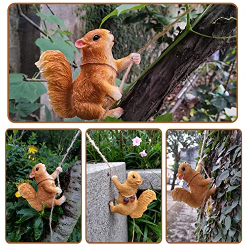 Wspinaczka Statua Wiewiórki Ogrodowa Dekoracja żywica Wisząca Figurka Rzeźba Ornament do Domu Ogród Patio Dekoracje Stoczni(brązowy)