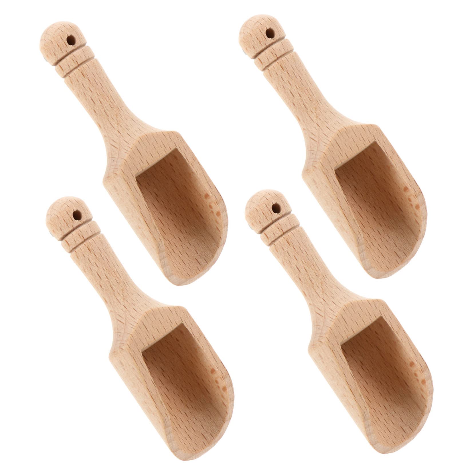 GREENADSCAPE 4pcs Wooden Tea Spoons Natural Tea Scoops for Sugar Honey and Spices for and Restaurant Use