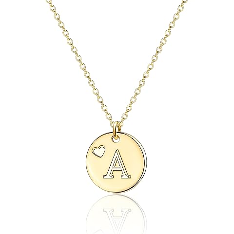 Christmas Initial Heart Necklaces for Women Teen Girls, Christmas A-Z Letter Pendan...