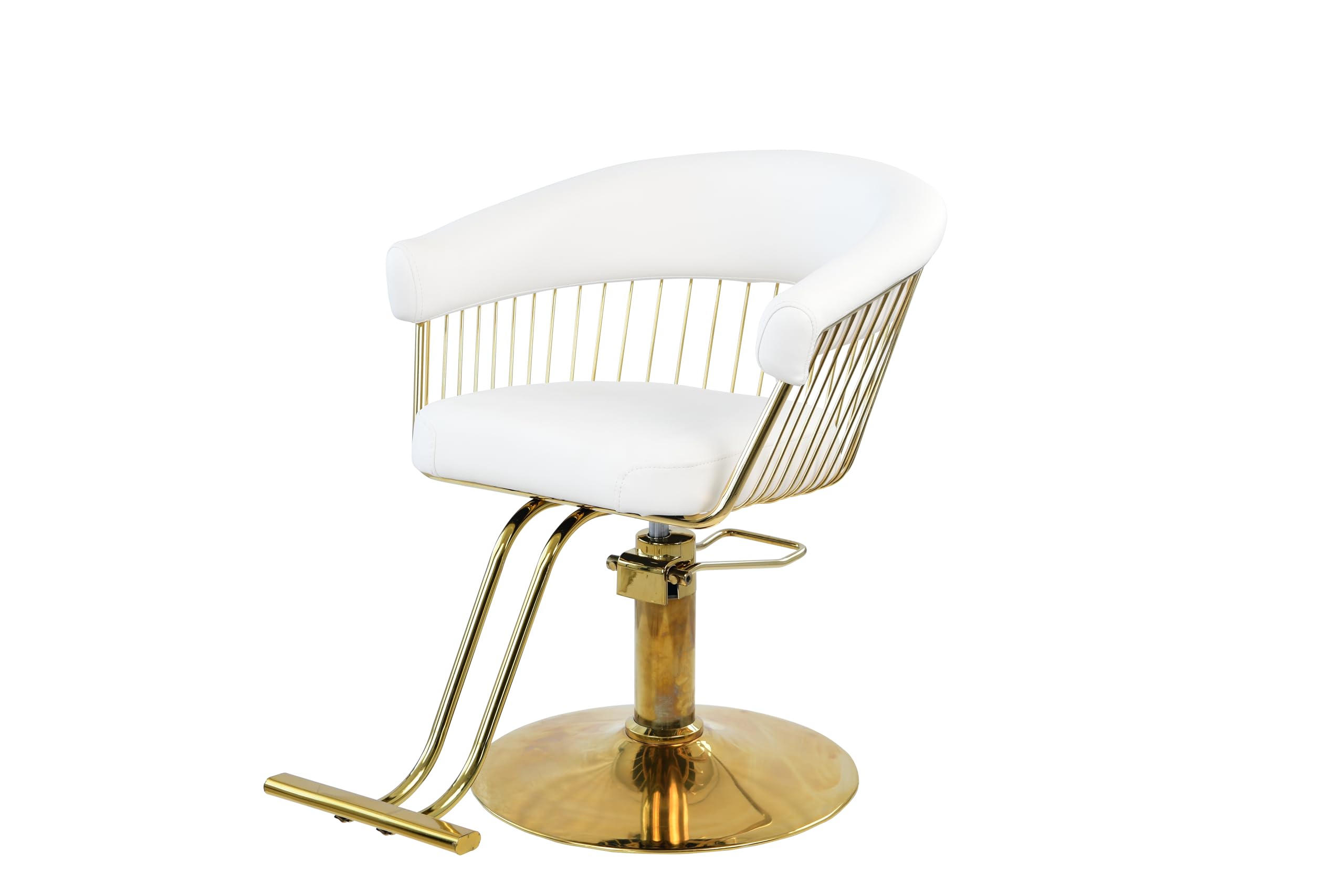 Friseurstuhl, höhenverstellbarer Barber 360° für Friseursalons zu Schönheitssalons, 64 x 48 x 80-95 cm, weiß