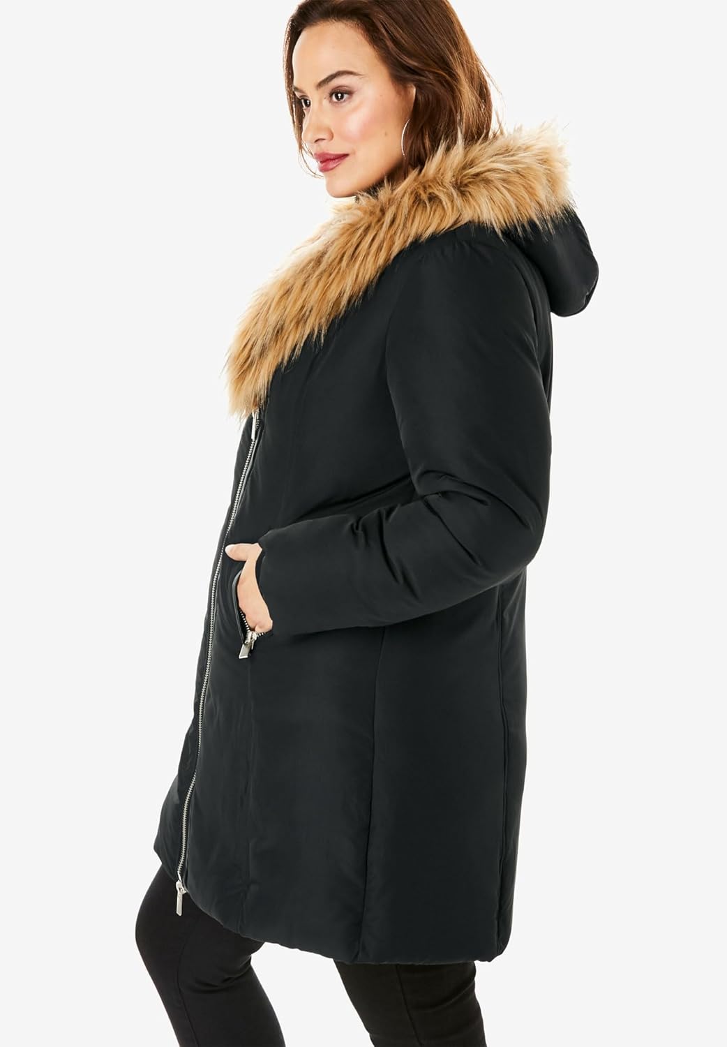 Roaman's Women's Plus Size Double Layer Puffer Coat