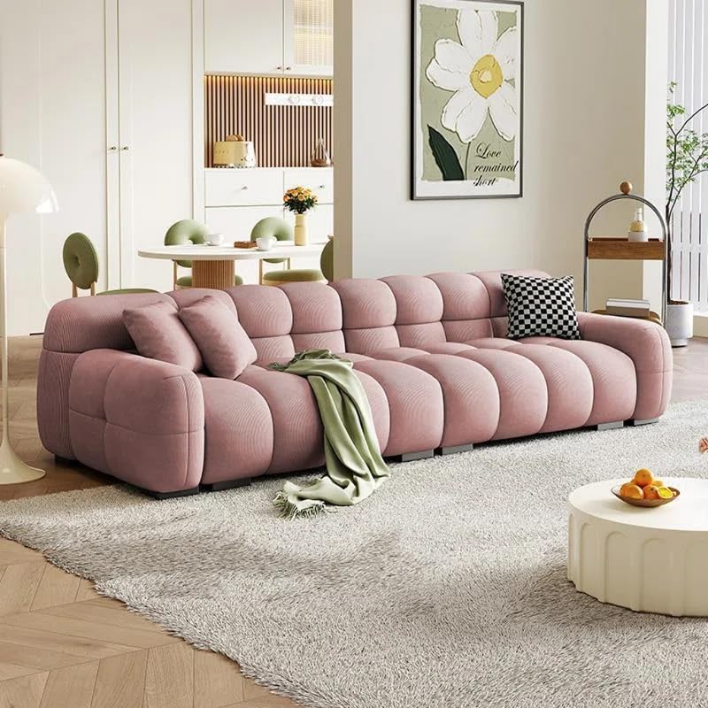 LEGACY OF COMFORT French 2.0 Style Modern Simple Sofa 84'' Upholstered Sofa (Pink)-image-36