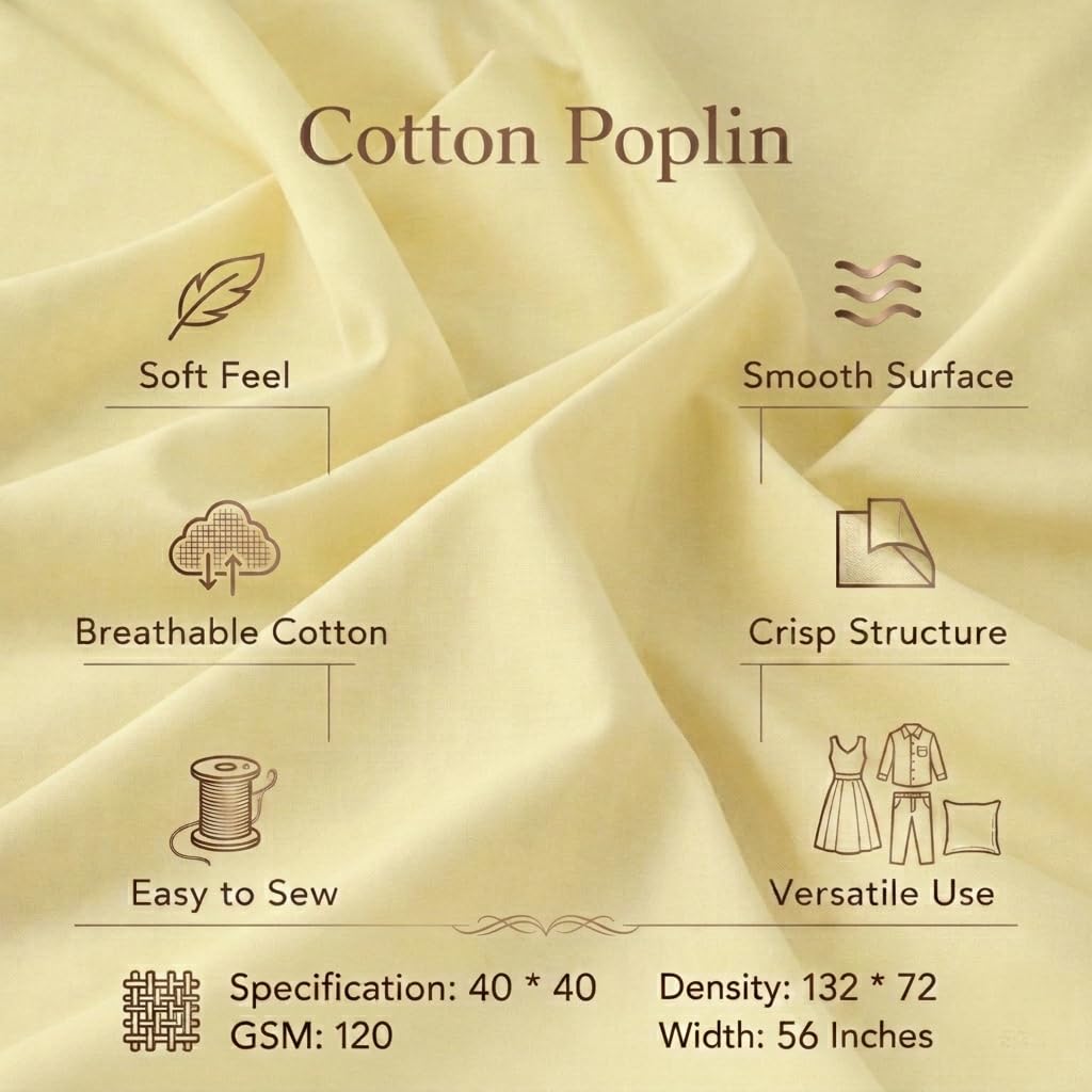 Soimoi Tela de popelina de algodón – 142 cm de ancho, tela de algodón natural suave y transpirable por 9 metros – Ideal para acolchados, vestidos, pijamas, fundas de almohada y manteles