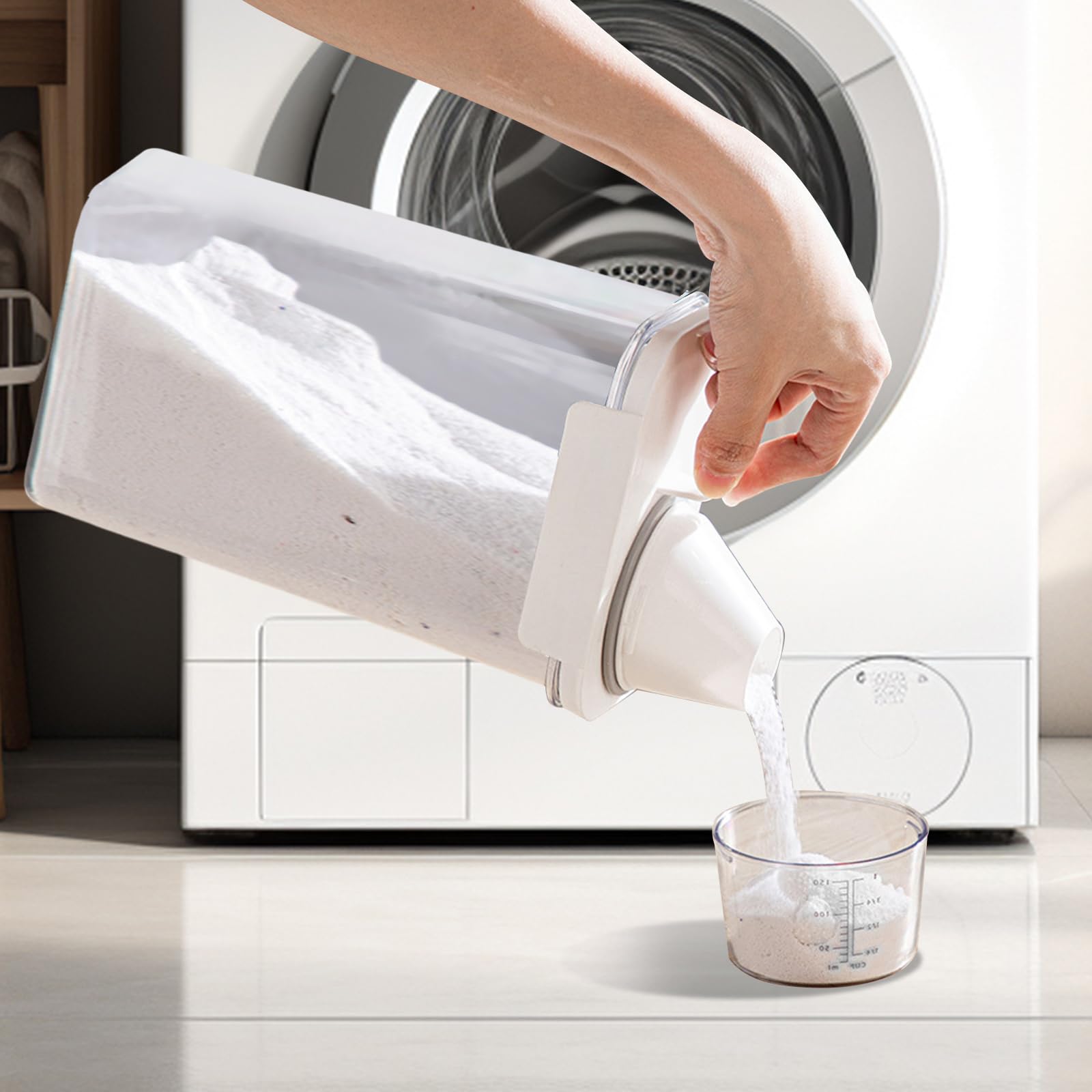 2 Pezzi 2300ML Dispenser Detersivo Lavatrice con Misurino, dispenser detersivo lavatrice, contenitore per detersivo, dispenser multiuso in polvere,dosatore detersivo lavatrice per polvere