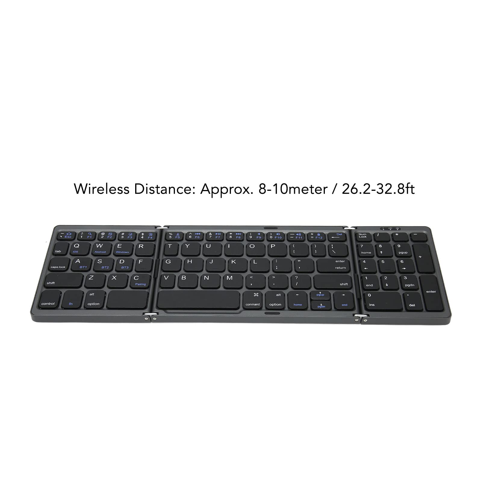 VBESTLIFE Tastiera Bluetooth Pieghevole, Tastiera Wireless Mini BT Portatile Ultra Sottile a Grandezza Naturale da 81 Tasti, Porta di Tipo C, per Android, per , PC, Tablet