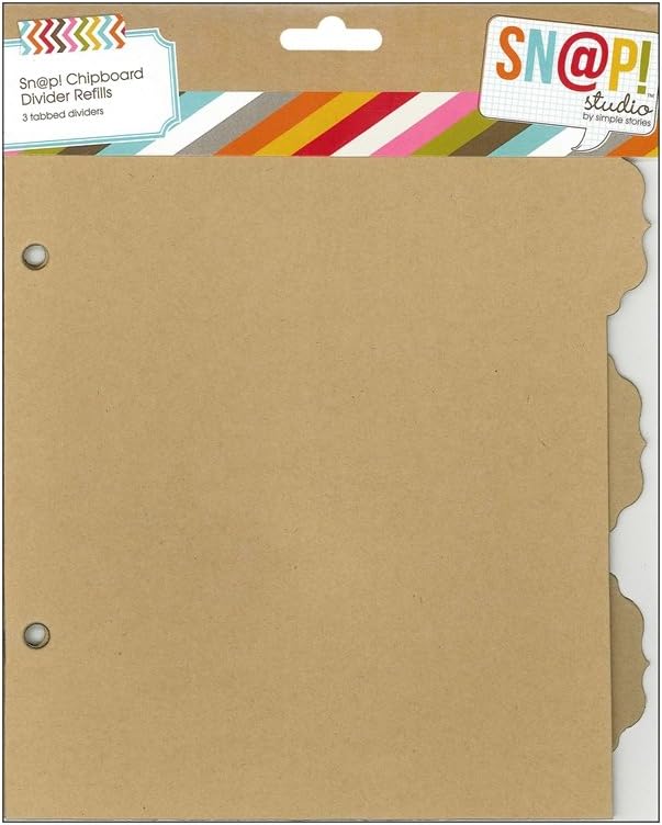 Simple Stories Sn@p! Chipboard Album Dividers 3/Pkg-Kraft Solid