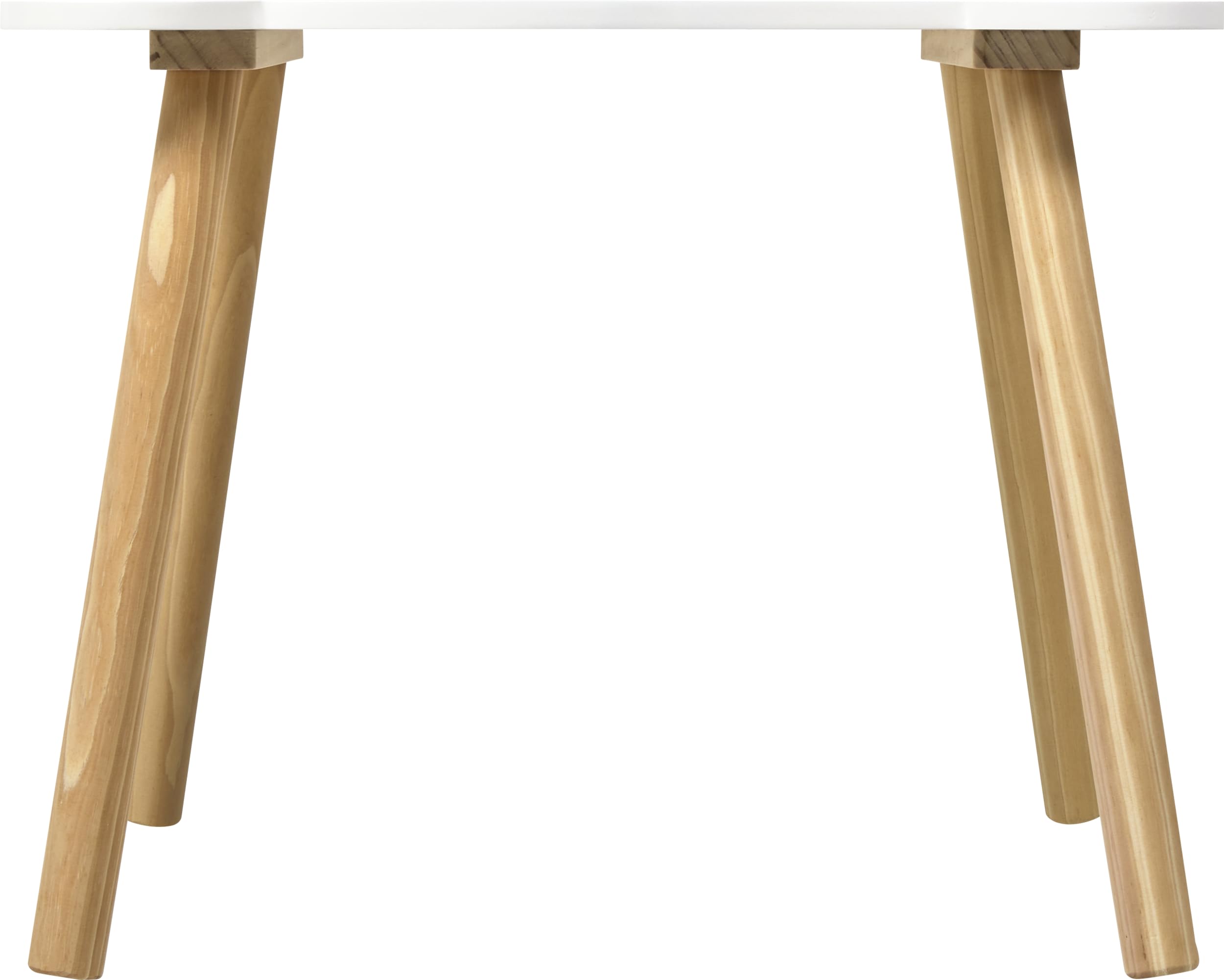 ATMOSPHERA CREATEUR D'INTERIEUR Table Enfant Douceur Blanche, Pieds en Bois Naturel, Forme Originale Ourson, Diamètre 60 cm