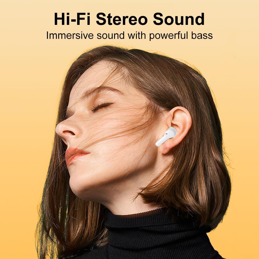 QCY T13 True Wireless Earbuds Bluetooth 5.1 Headphones Touch Control with Charging Case Waterproof Stereo Earphones in-Ear Built-in Mic Headset 40H Playtime (White) - Image 3