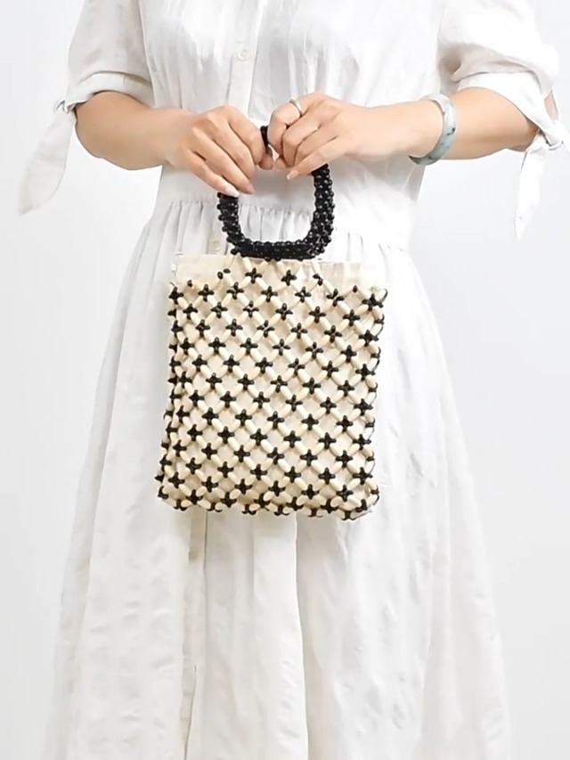 Bolso Tote de Cuentas de Madera Hecho a Mano para Mujer miniatura 7