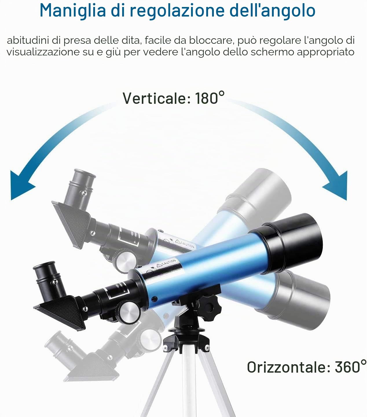 Telescopio per Principianti e Bambini, Rifrattore con Apertura di 50 mm, Telescopio Astronomico portatile 90X con Treppiede, 2 oculari, lente di Barlow 1,5X, Regalo per Appassionati di Astronomia