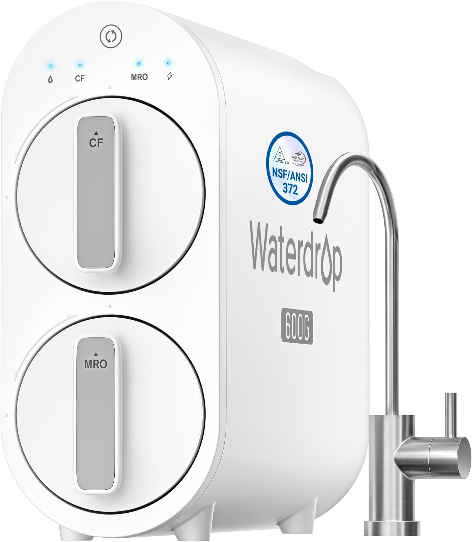 G2P600 Reverse Osmosis System, TDS Reduction, 7 Stage Water Filtration, NSF/ANSI 372 Certified, 600 GPD Tankless RO Water Filter System, Under Sink, 2:1 Pure to Drain
