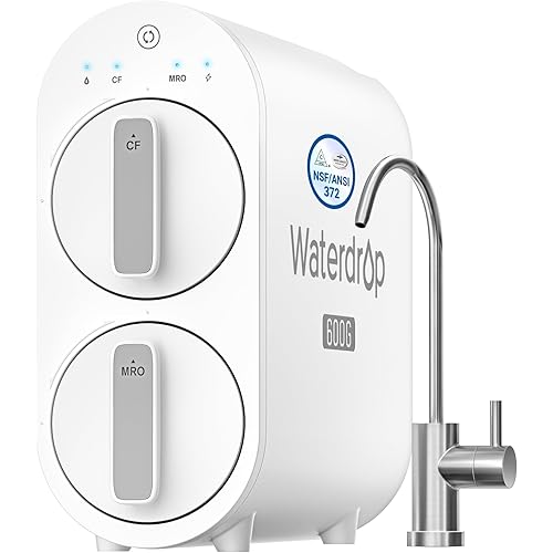 Waterdrop G2P600 Reverse Osmosis System, TDS Reduction, 7 Stage Water Filtration, NSF/ANSI 372 Certified, 600 GPD Tankless RO Water Filter System, Under Sink, 2:1 Pure to Drain