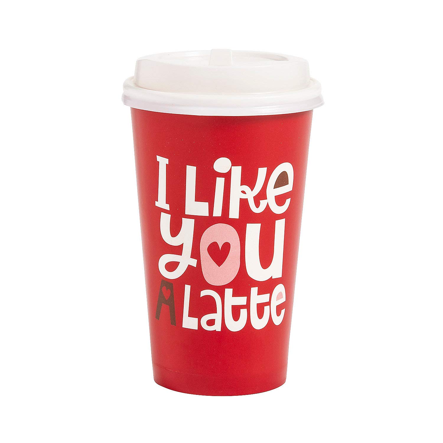 Fun Express I like you a latte Insulated Coffee Cups with Lids - Valentine's Day Party Supplies - 12 Pieces