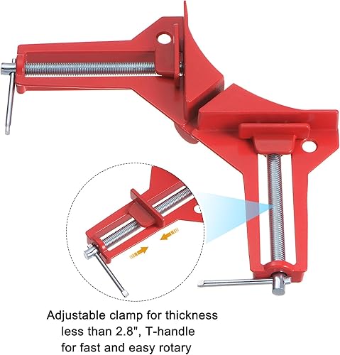 Miniatura 3 de HARFINGTON Juego de 2 abrazaderas de esquina de 90 grados en ángulo recto para carpintería, herramienta cuadrada de posicionamiento de una sola