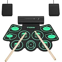electronic drum kit 9 pads electric battery with headphone jack speaker and built-in battery wooden sticks and pedals warmfunn