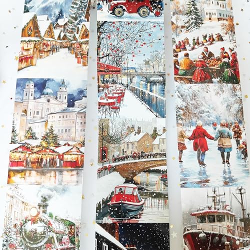 Image of Christmas Washi Tape Set,3 Rolls City Landscape Stickers for Journaling,Christmas Washi Tape Stickers for Junk Journal Supplies,Scrapbooking,Notebook,Phone Case,DIY Craft(Victoria)