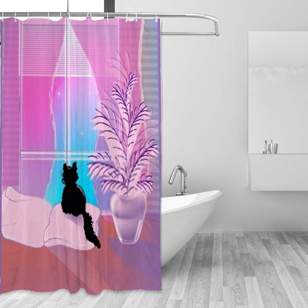 Rideau de douche imperméable chat noir : stop aux éclaboussures sur le sol