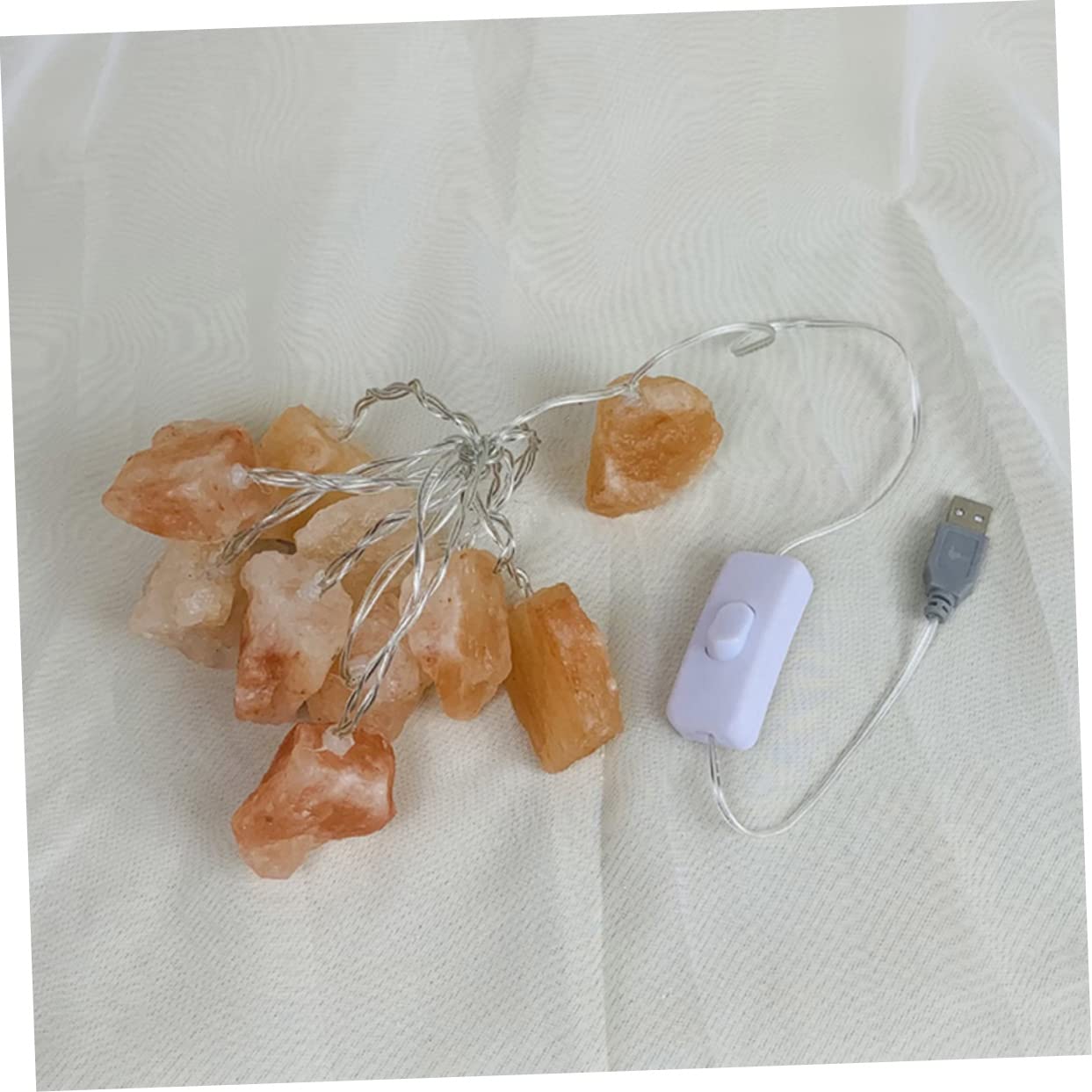 Hemoton Salt String Light USB Powered Decorative Night Light Led Beads Soft Ambience Lighting for Bedrooms Gardens and for