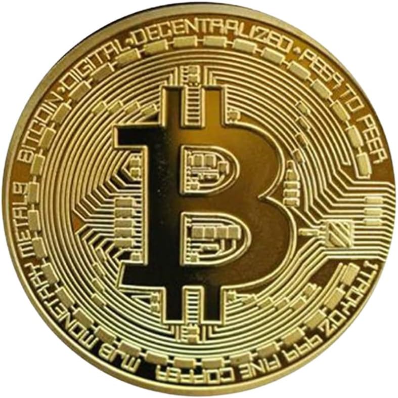 24K Gold Plated Crypto Currency BTC Coin with Protective case (Stand not Included), Physical Bitcoin for Collection