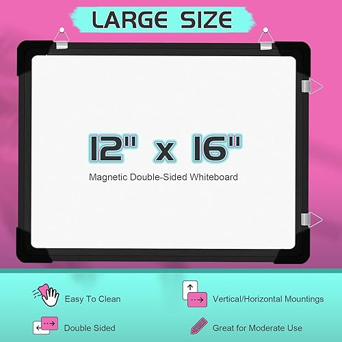 Miniatura 8 de Calendario de borrado en seco para pared, pizarra blanca magnética de 16 x 12 pulgadas, calendario de borrado en seco, pizarra portátil para colgar