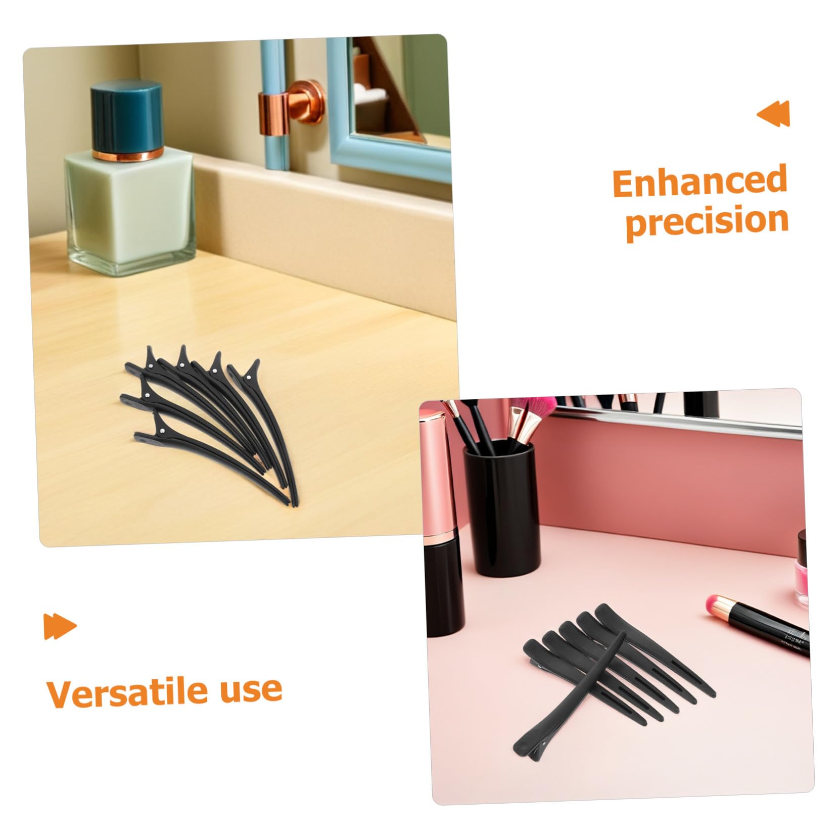 Clip per Chioma a Becco lungo Nero, 20 Pezzi, Plastica | Sezionamento Preciso, Presa Antiscivolo, Uso Professionale in Salone e Casa, Accessori per Parrucchieri