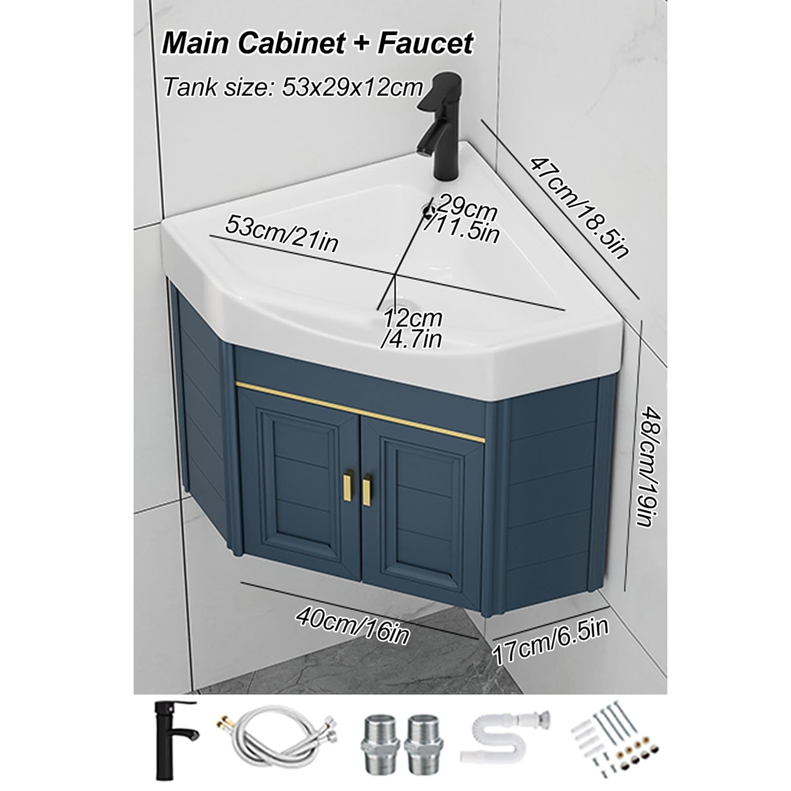 Corner Bathroom Vanity Sink Combo For Small Space Wall Mounted Cabinet - View #9