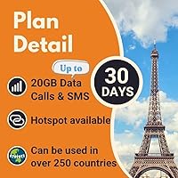 Vista 2 de Orange Holiday Worldwide Tarjeta SIM prepagada de 20 GB de datos de Internet durante 30 días en 4G/LTE Conexión compartida de datos permitida
