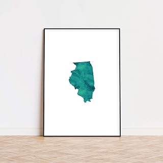 Mimimalist Poster of Illinois State Word Style Watercolor | 11x17 12x18 16x24 24x36 Minimalism Unframed Wall Art | Modern Hometown City Traveler Print for Gift | Minimal Home Office Decor