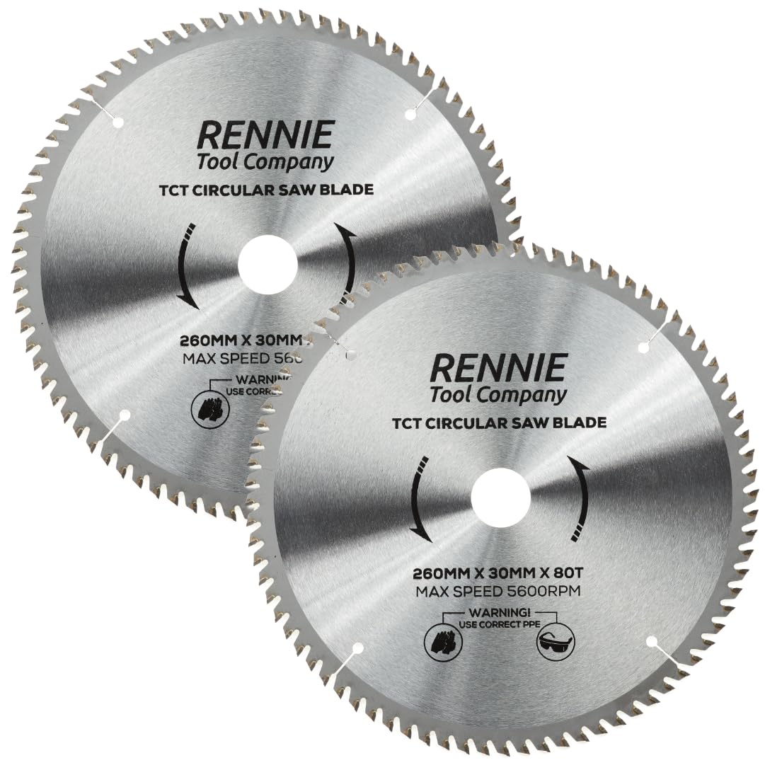 Confezione da 2) 260 mm x 30 mm foro x 80 T TCT lame circolari per legno include anelli di riduzione 16 mm 20 mm e 25 mm