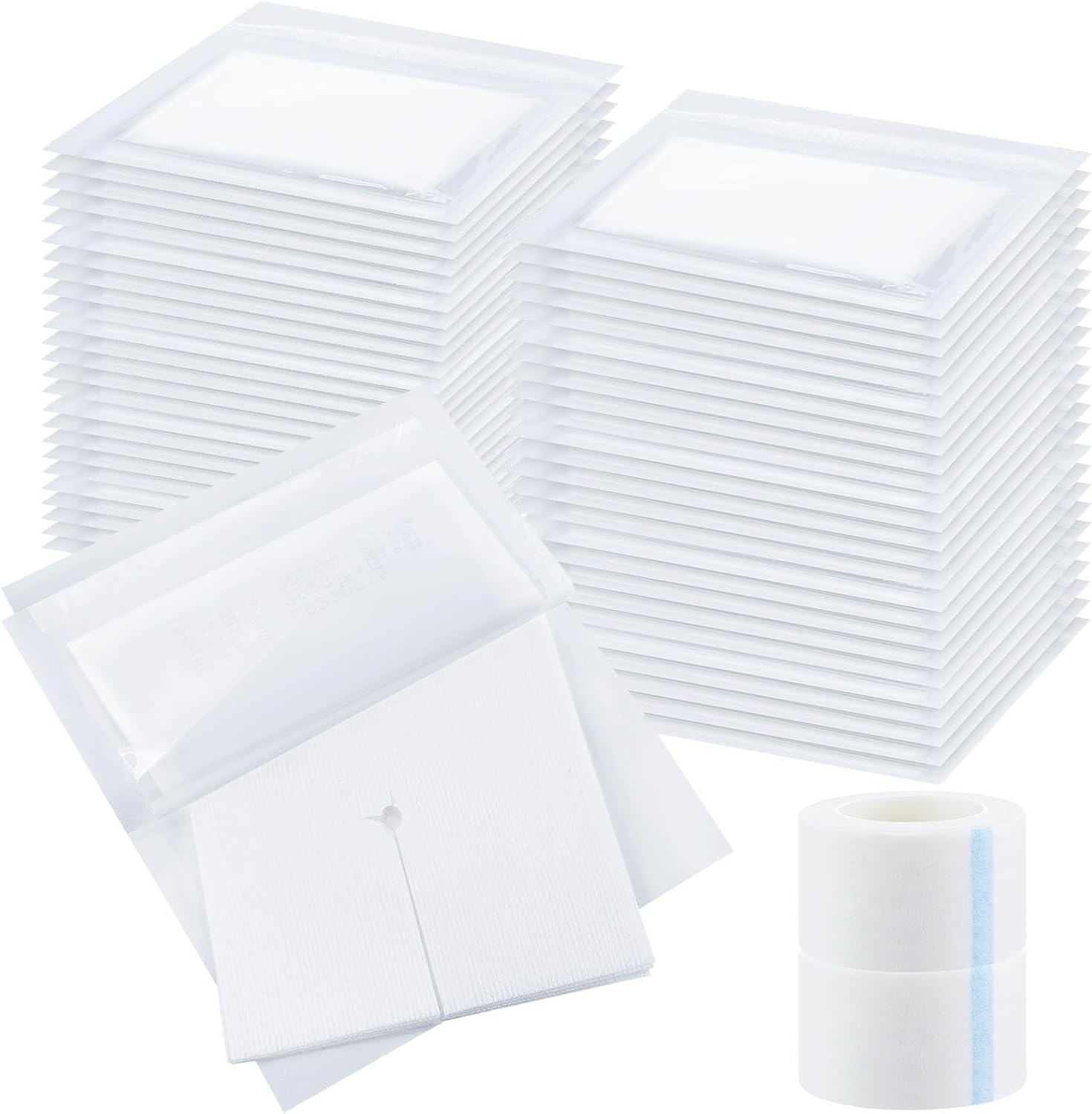 Timgle 200 Pcs 4" x 4" Split Gauze Pads 6 Ply Split Drain