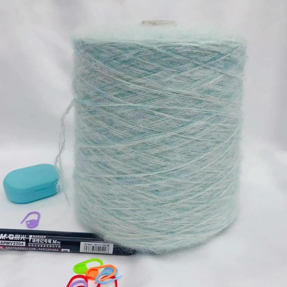 Hand Knitting Hilo， Hilo de Mohair de ganchillo a mano, 500g, for tejer suéteres, abrigos, guantes, chales, cálido, suave, agradable a la piel, hilo de lana de pelusa largo, cómodo(3ply White Red)