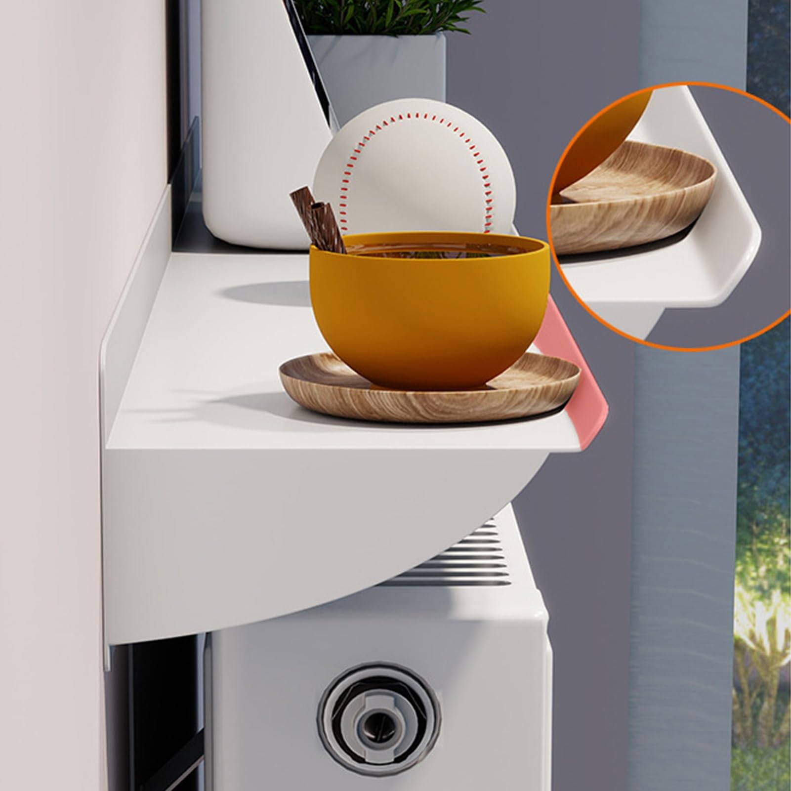 Mensola Per Termosifone Senza Foratura Copertura Termosifone Migliora la circolazione dell'aria calda, protegge la parete e aggiunge spazio di archiviazione(40cm/15.75 in)