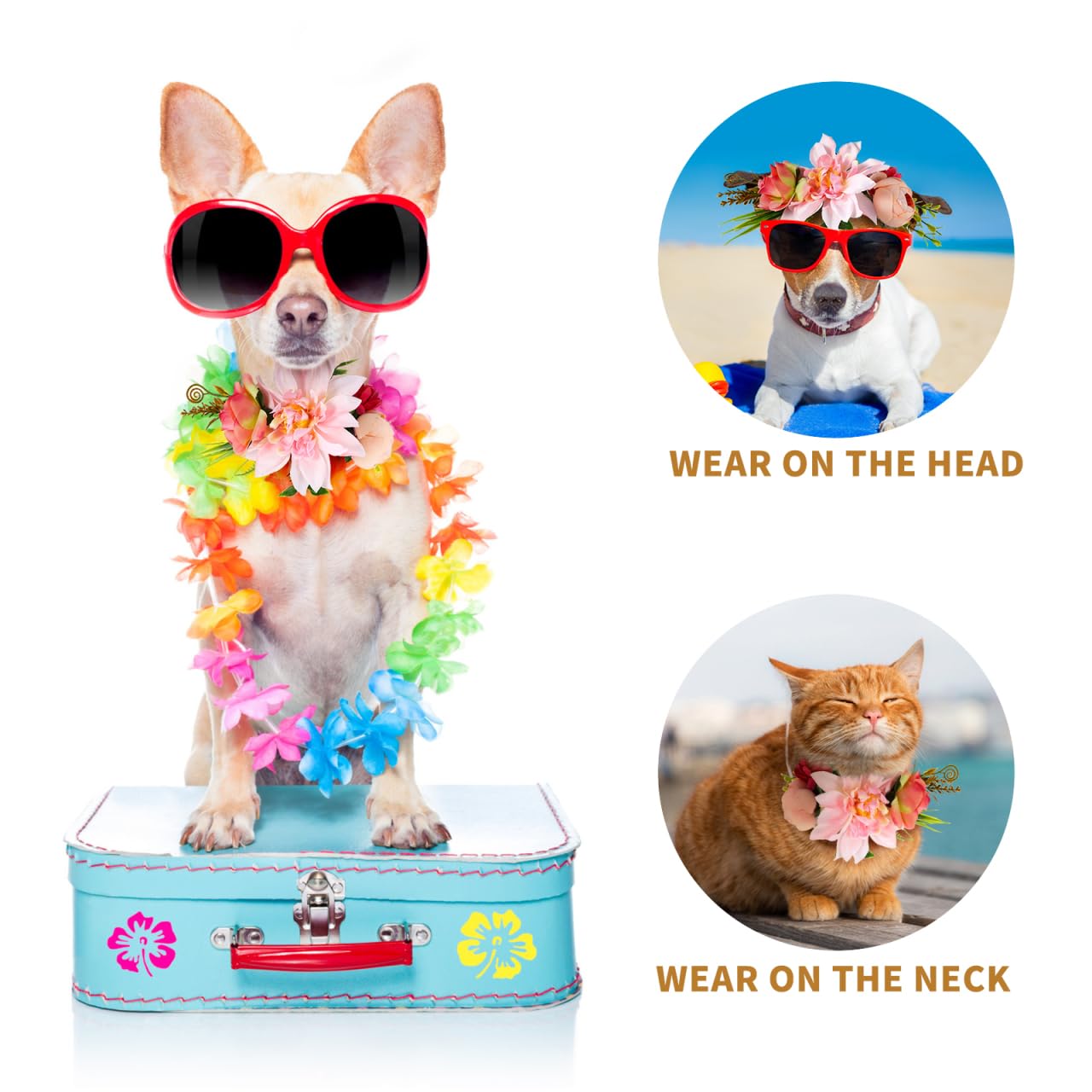POPETPOP Adjustable Pet Flower Crown, Artificial Floral Garland for Cats and Dogs Perfect for Weddings Beach Parties - Image 4