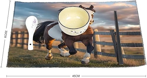 Miniatura 2 de Running in Field Wild Horses Placemats Set of 6 Resistant Table Mats Washable Place Mats for Dinner Party Table Decoration