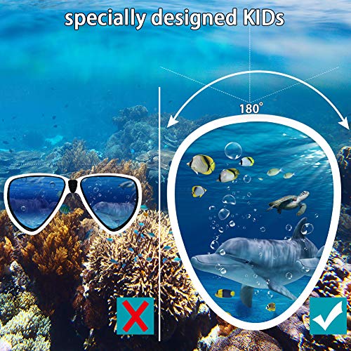 Hieha Full Face Snorkel Mask for Kids - 2020 Newly Released Anti-Fogging Anti-Leak Snorkeling Set with Detachable Camera Mount & Dive Mask Safety Breathing System Dry Top Set Foldable Diving - Thumbnail 5
