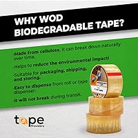 Vista 2 de WOD BCST - Cinta de embalaje biodegradable, transparente, 3/4 pulgadas x 72 yardas (paquete de 8) cinta ecológica de celofán para sellado