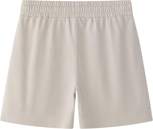 Vista 6 de Vcansion Bermudas de algodón con cintura elástica hasta la rodilla para mujer con cordón