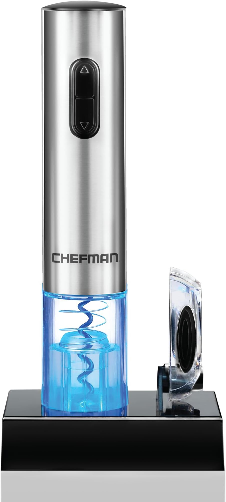 Chefman Electric Wine Opener W/ Foil Cutter, One-Touch, Open 30 Bottles On Single Charge, Automatic Corkscrew & Foil Remover, Rechargeable Battery, 110 Watts, 120 Volts, Stainless
