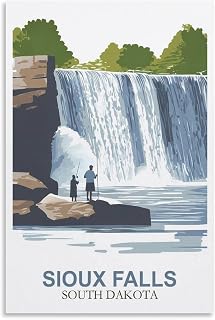 FZYUEN Sioux Falls South Dakota Vintage Travel Poster 16x24inch(40x60cm) Canvas Wall Art Prints for Wall Decor Room Decor Bedroom Decor