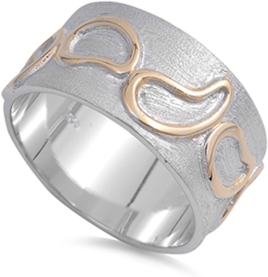 Gold-Tone Horn Eternity Ring New .925 Sterling Silver Band Sizes 5-9