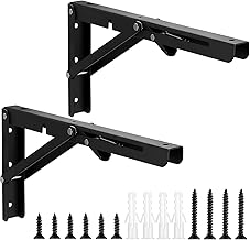 2 Pieces Folding Brackets, Folding Shelf Bracket, Shelf Bracket Hinges Wall Folding Table Stainless Steel for Kitchen, Office, Table, Wall – Black (30 cm)