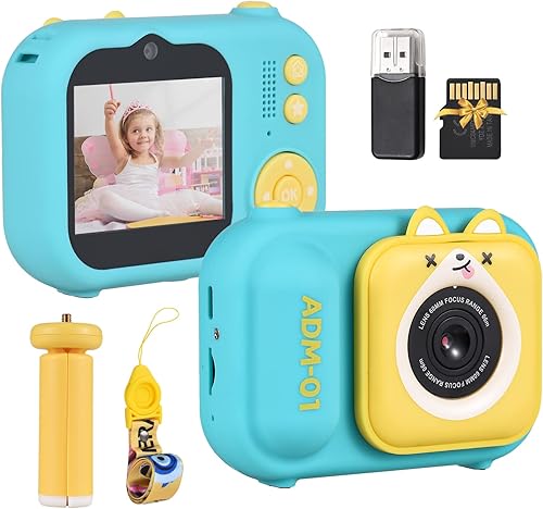 Miniatura 9 de Andoer Cámara digital 1080P para niños, mini cámara de video para niños, pantalla IPS de 48 MP, 2.4 pulgadas, batería integrada con tarjeta de